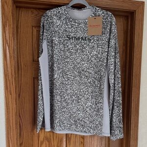 Simms Gray Speckle Performance Long Sleeve Shirt